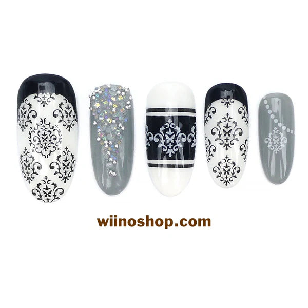 Black & White Damask Nails