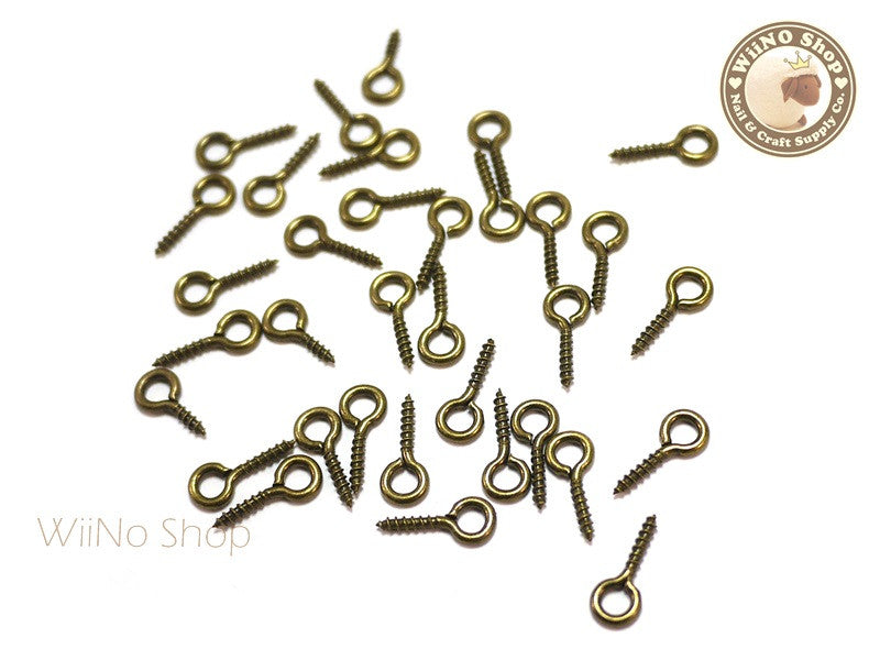 12 x 5mm Antique Bronze Screw Eye Pins, Screw Eye Bails - 20 pcs – WiiNo  Shop