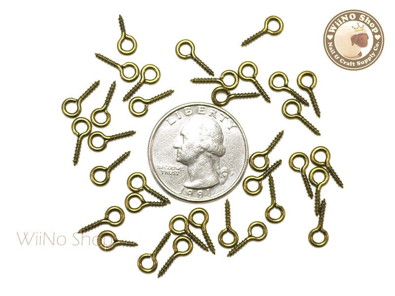 12 x 5mm Antique Bronze Screw Eye Pins, Screw Eye Bails - 20 pcs